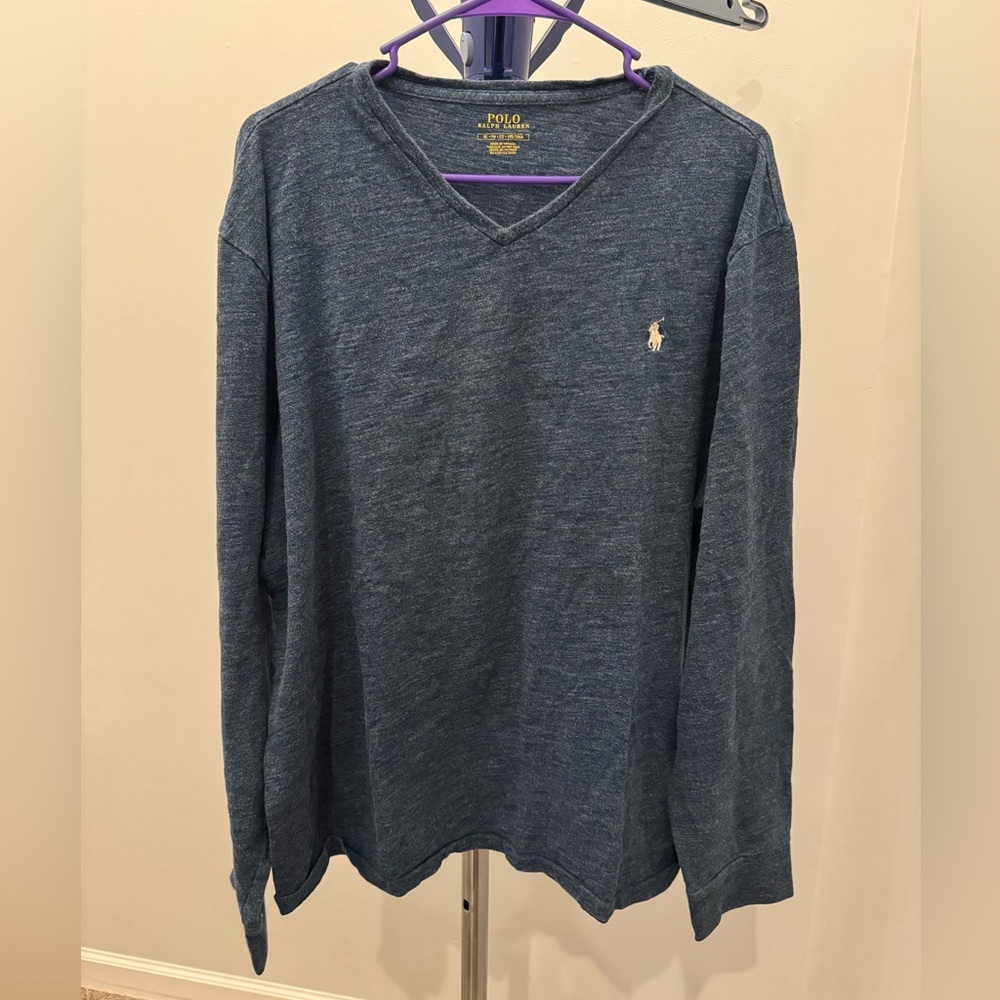 Polo Ralph Lauren Men’s Classic V-Neck Long Sleeve Cotton Shirt Size XL